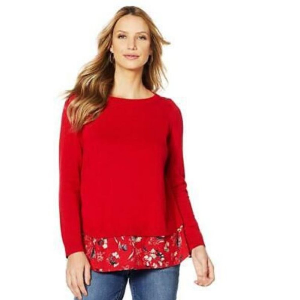 NWT Motto Navy Split-Back Twofer Sweater Size Med - Picture 2 of 4